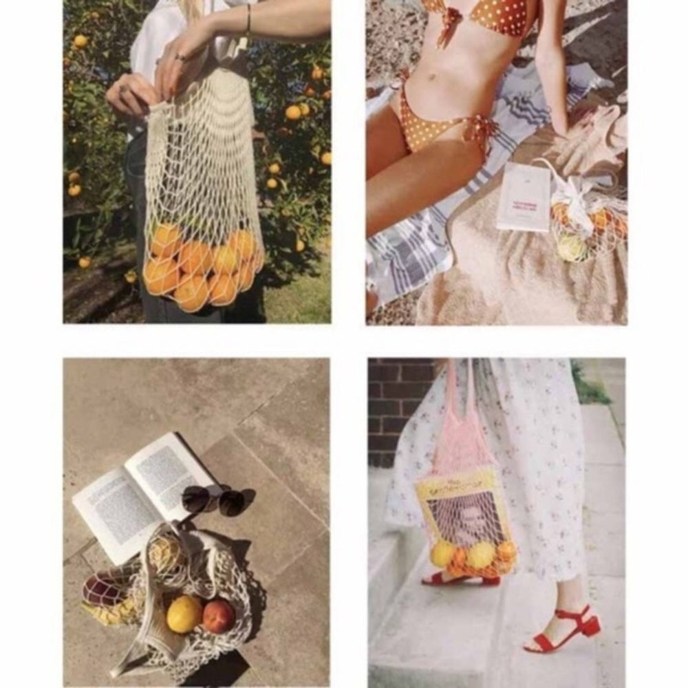 Farmer’s Market Mesh Cotton Shopping Bag in Beige 🥬 🍎 🥕 - Picture 4 of 4